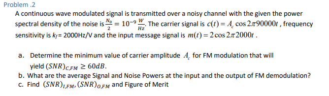 Solved A continuous wave modulated signal is transmitted | Chegg.com