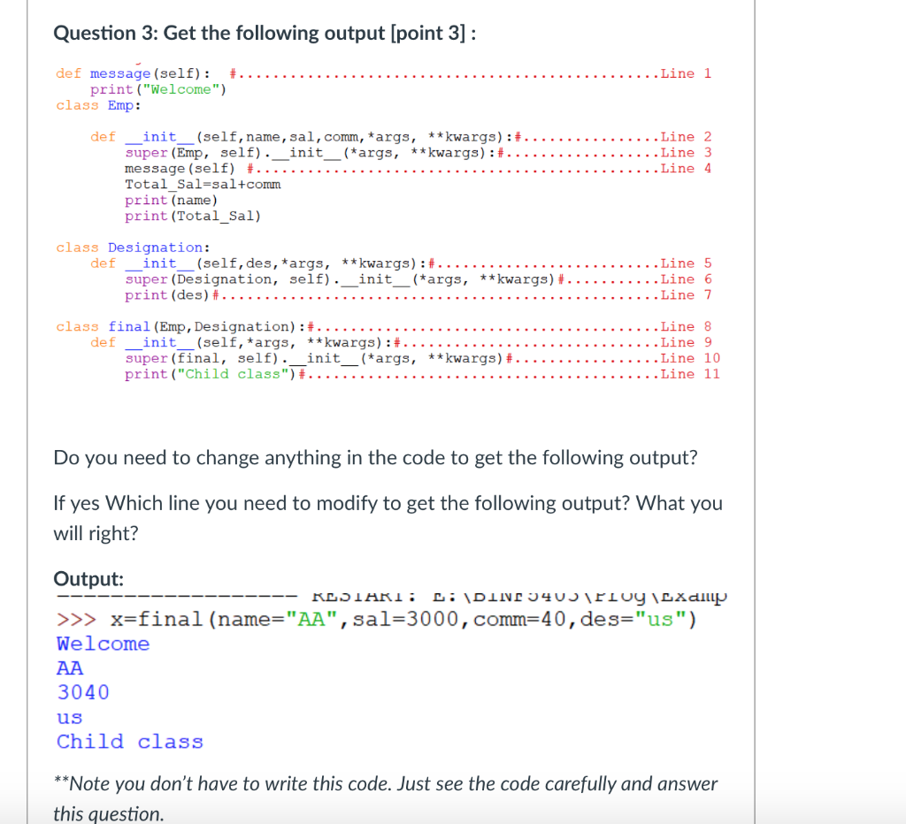 Solved Question 3: Get the following output [point 3] : | Chegg.com