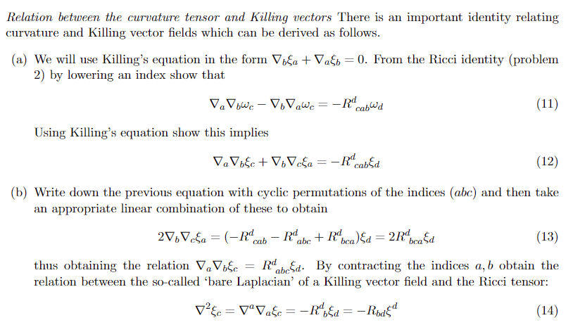 Relation between the curvature tensor and Killing | Chegg.com