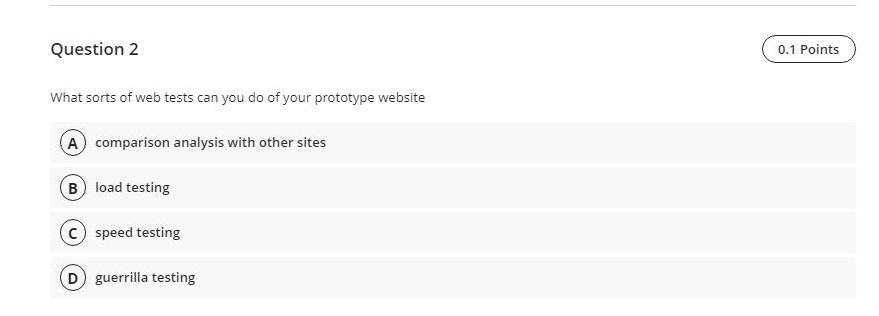 Solved Question 2 0.1 Points What sorts of web tests can you | Chegg.com
