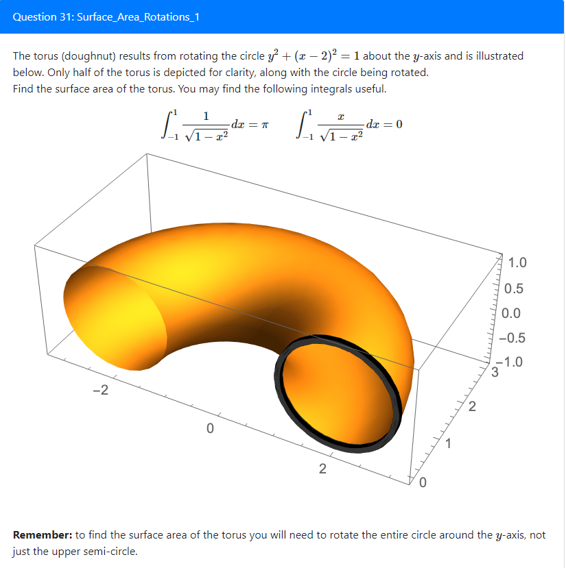 Solved Question 31: Surface_Area_Rotations_1 The Torus | Chegg.com