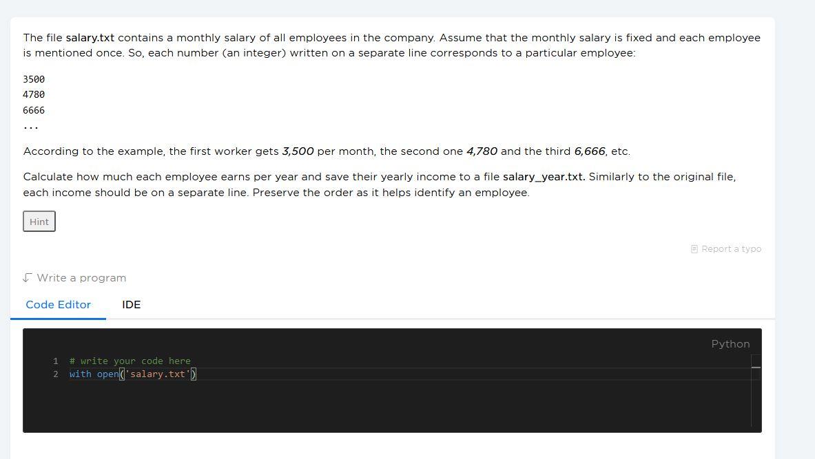 Solved The file salary.txt contains a monthly salary of all | Chegg.com