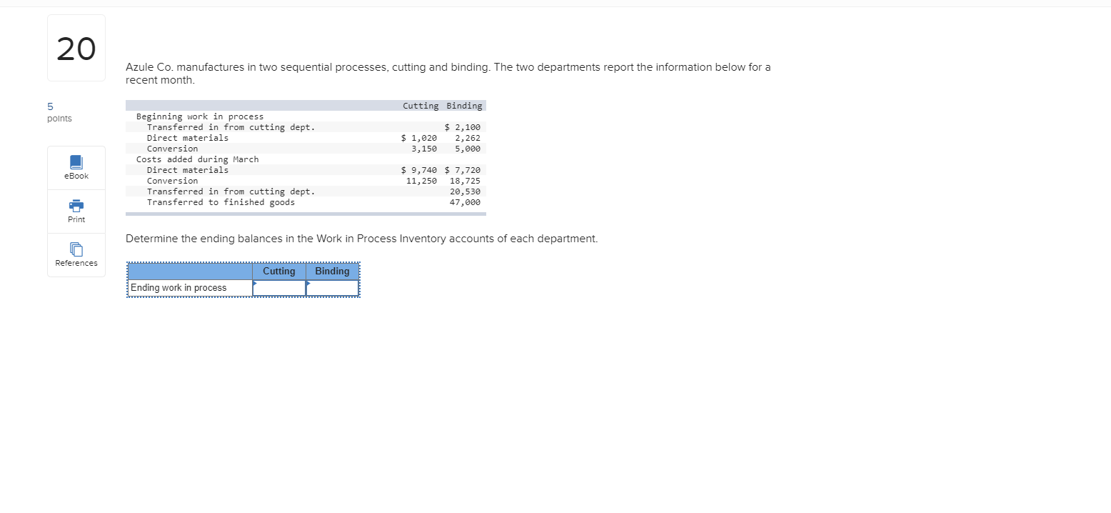 Solved Azule Co. manufactures in two sequential processes,