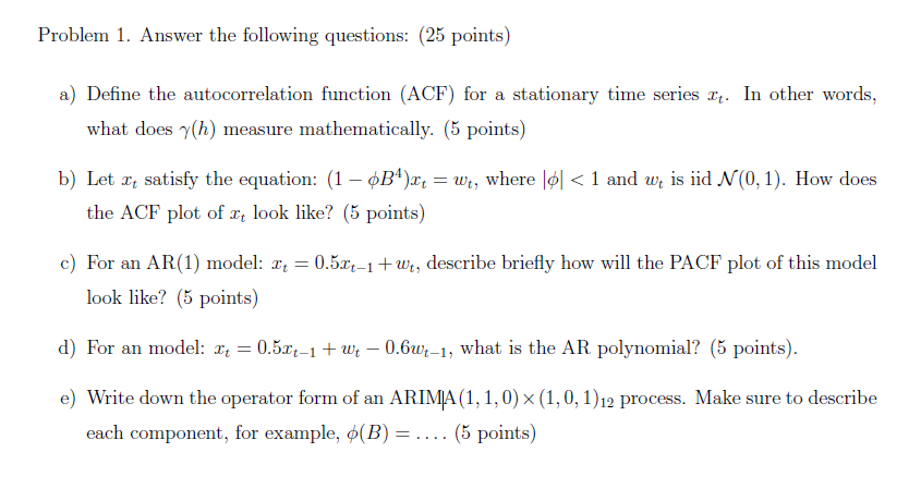 Problem 1. Answer the following questions: (25 | Chegg.com