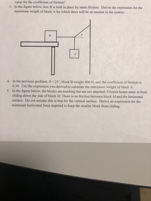 Solved value for the coefficient of friction? 3. In the | Chegg.com