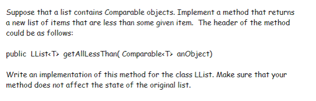 Solved Suppose that a list contains comparable objects. | Chegg.com
