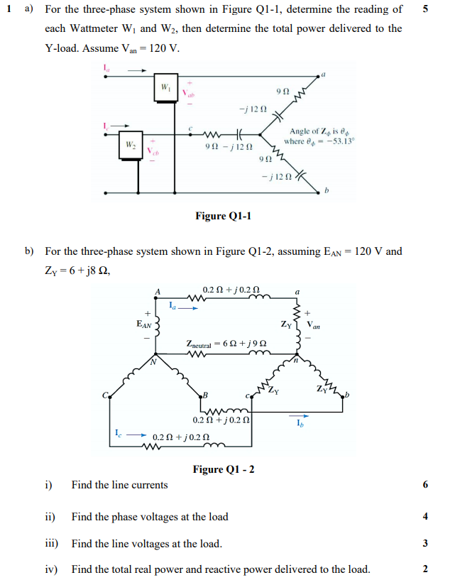 Solved 5 1 A) For The Three-phase System Shown In Figure | Chegg.com