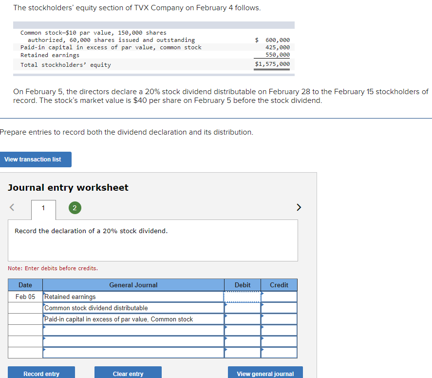 Solved The stockholders' equity section of TVX Company on