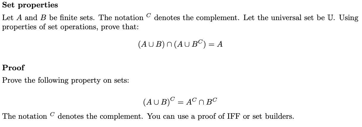 Solved Set Properties Let A And B Be Finite Sets. The | Chegg.com