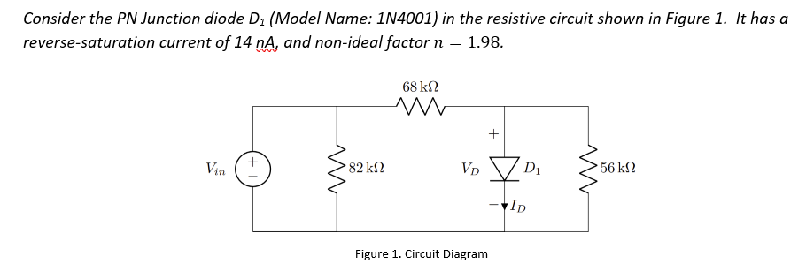 Solved Consider the PN Junction diode D1 (Model Name: 1N4001 | Chegg.com