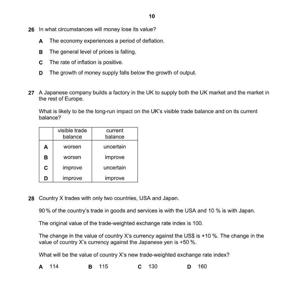 Solved 10 26 In what circumstances will money lose its | Chegg.com