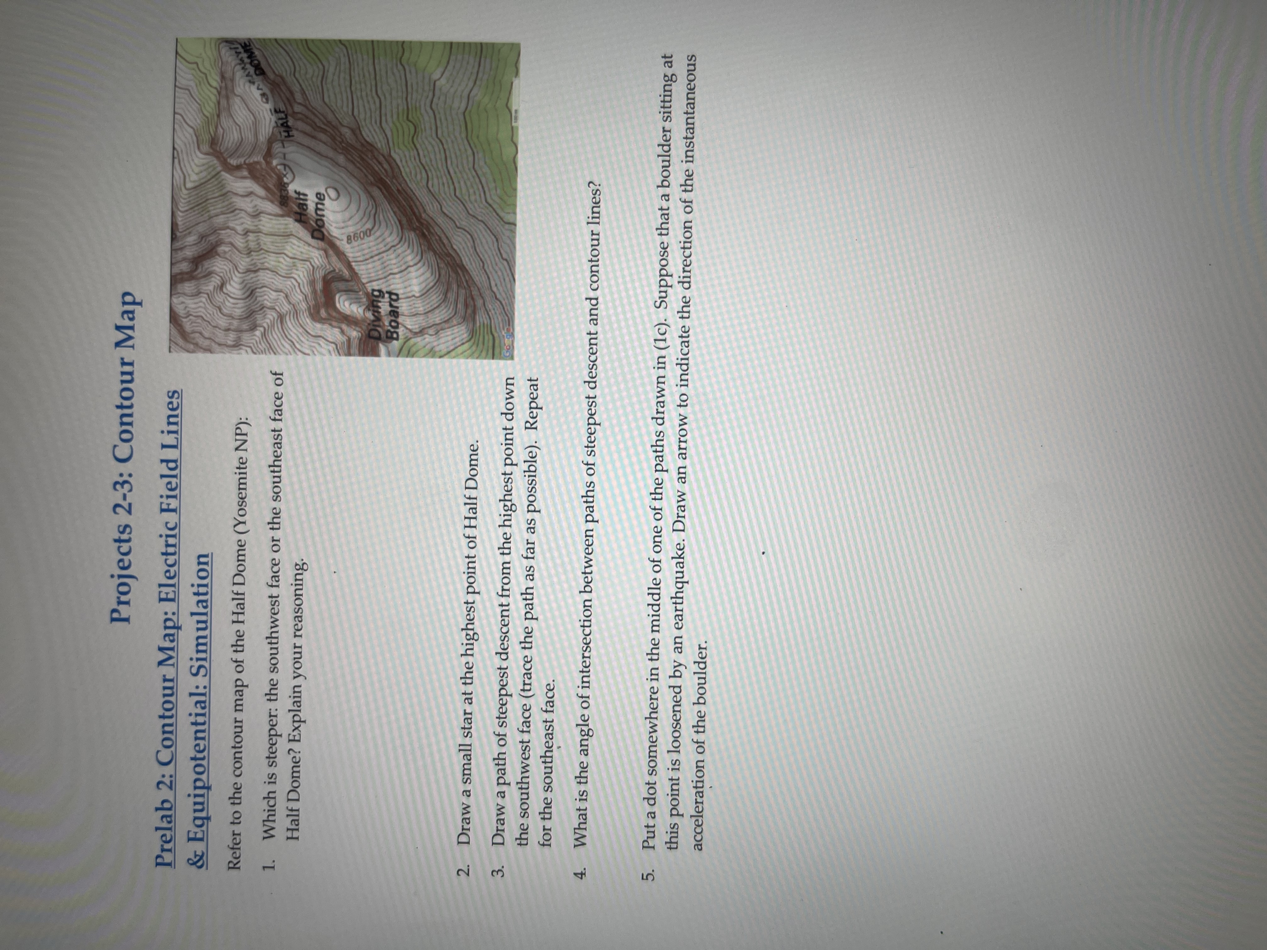 Solved Projects 2 3 Contour Mapprelab 2 Contour Map Chegg