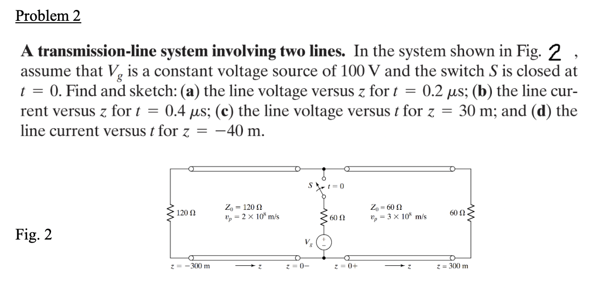 Solved A transmission-line system involving two lines. In | Chegg.com