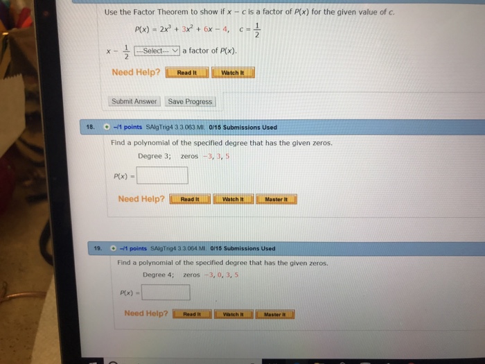 Solved Use the Factor Theorem to show if x c is a factor Chegg