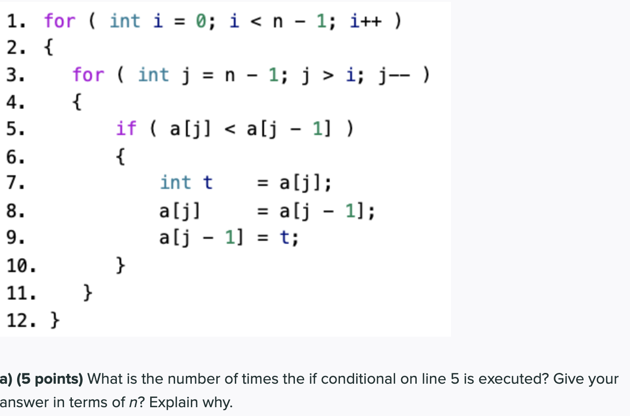 Solved 1. for (inti : 0; i