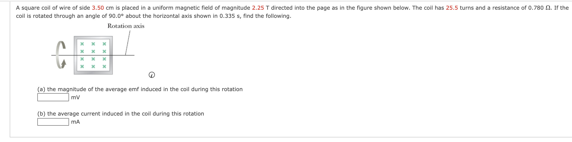 Solved A square coil of wire of side 3.50 cm is placed in a | Chegg.com