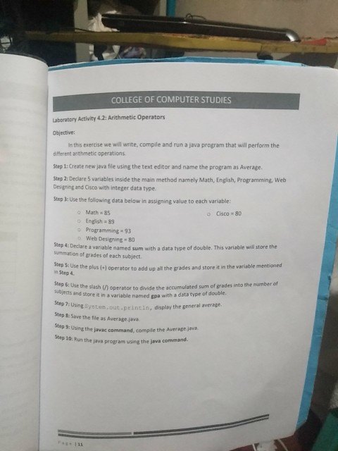 Solved COLLEGE OF COMPUTER STUDIES Laboratory Activity 4.2: | Chegg.com