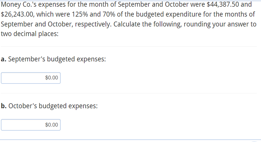 Solved Money Co.'s expenses for the month of September and | Chegg.com