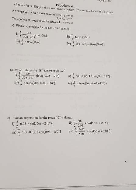 Solved Page 3 of 10 Problem 4 A voltage vector for a | Chegg.com
