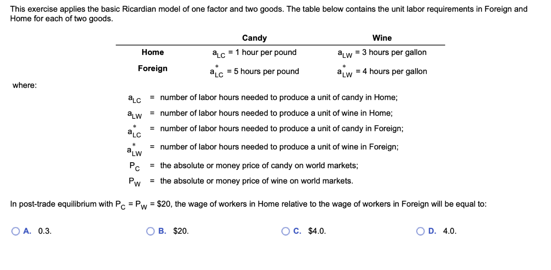 Solved This exercise applies the basic Ricardian model of