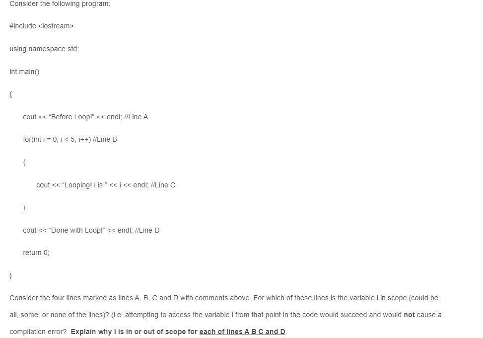 Solved Consider the following program: #include using | Chegg.com