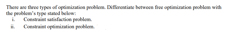 Solved There are three types of optimization problem. | Chegg.com