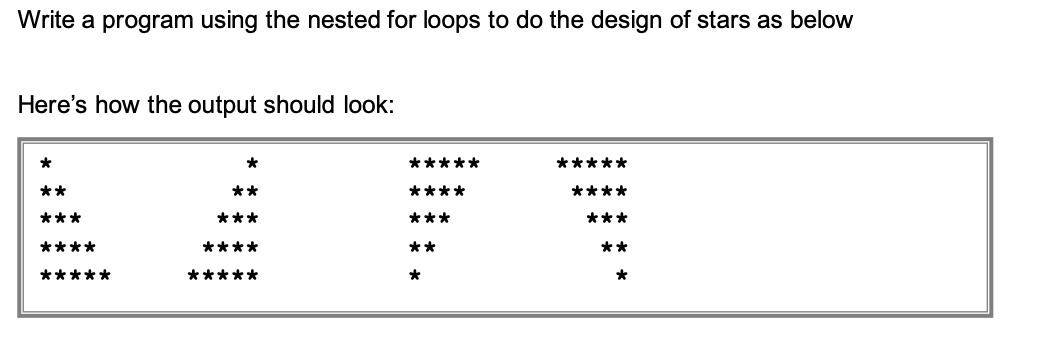 Use nested for loops. In C programing (not C++ or | Chegg.com