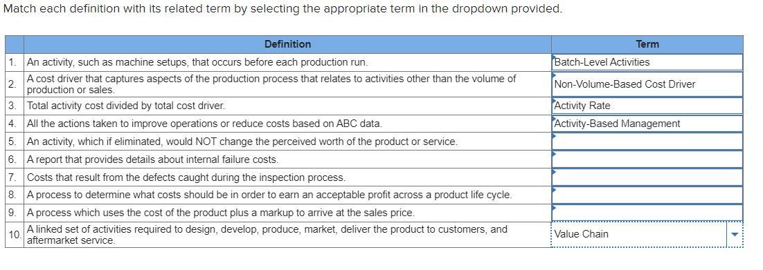 Solved Match each definition with its related term by | Chegg.com