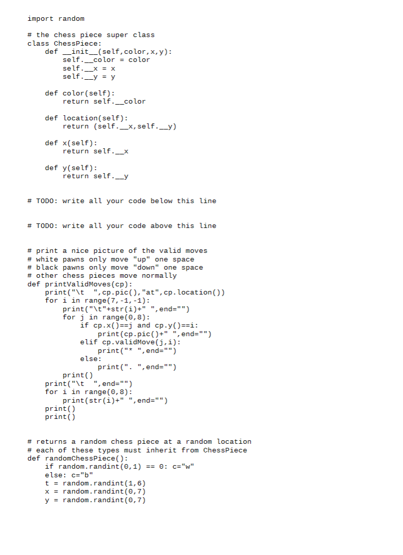 Solved PYTHON CODE: Use inheritance to place a random chess