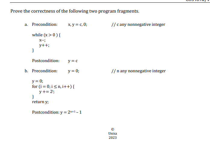 Solved Prove The Correctness Of The Following Two Program | Chegg.com