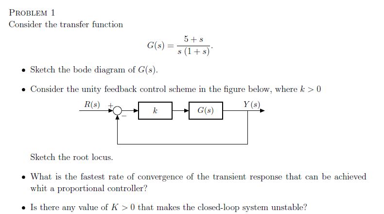 Solved PROBLEM 1 Consider the transfer function | Chegg.com