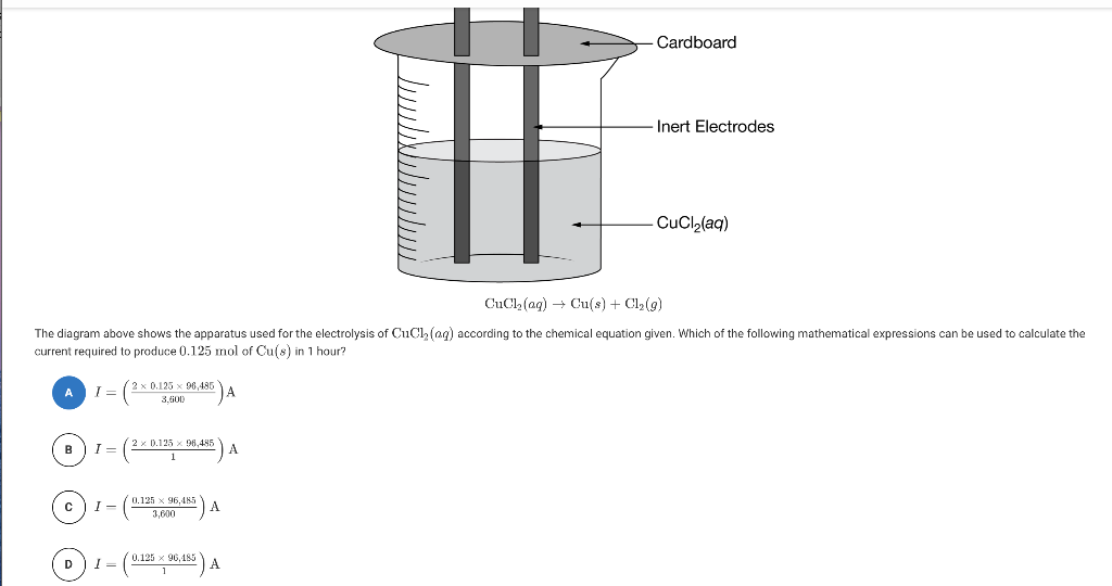 Solved Cardboard Inert Electrodes CuCl(aq) CuCl(aq) + Cu(s) | Chegg.com