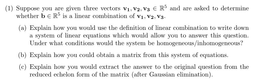 Solved (1) Suppose you are given three vectors v1, V2, vs R | Chegg.com