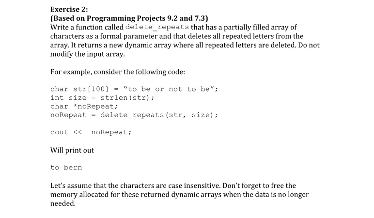 Exercise 2: (Based on Programming Projects 9.2 and | Chegg.com