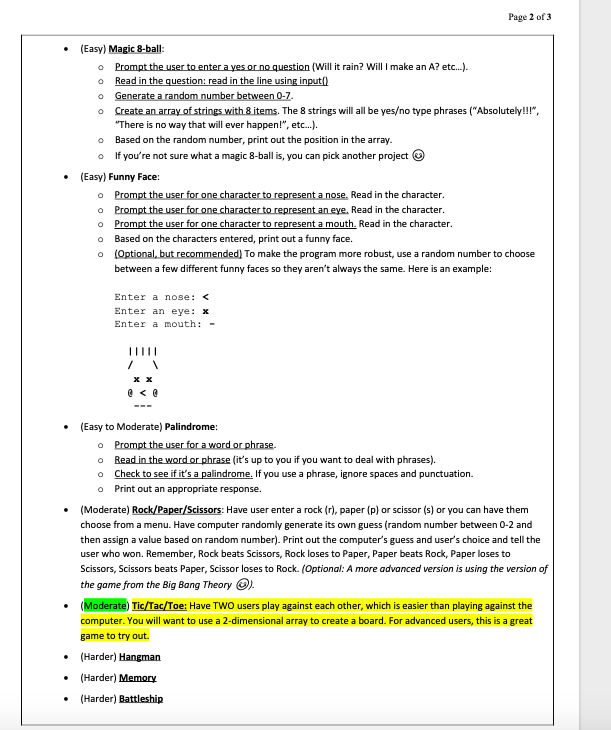 Solved Page 1 of 3 (PRO) Project Assignment Instructions | Chegg.com
