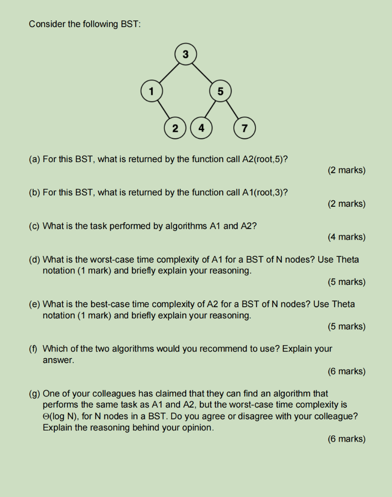 Solved Question 3 The Following Two Algorithms Corresponding | Chegg.com