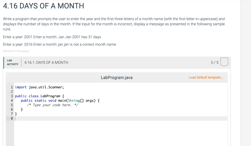 Solved 4.16 DAYS OF A MONTH Write a program that prompts the | Chegg.com