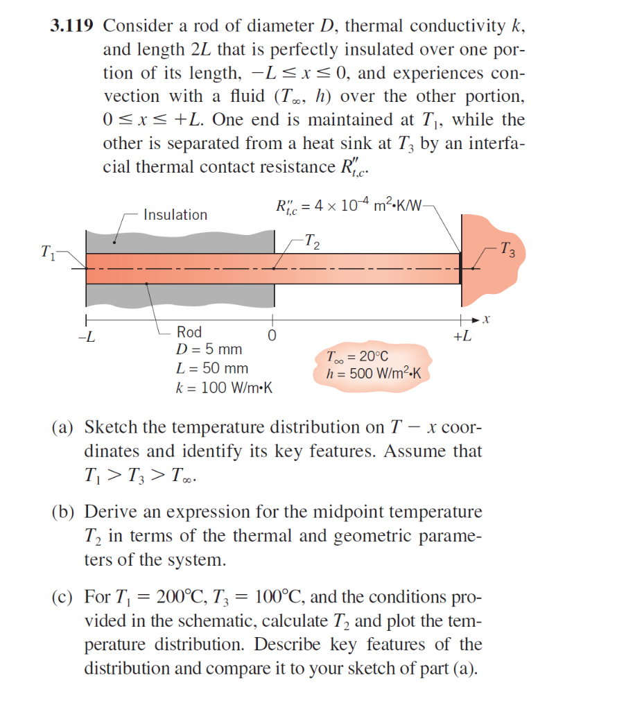 Solved 3.119 Consider a rod of diameter D, thermal