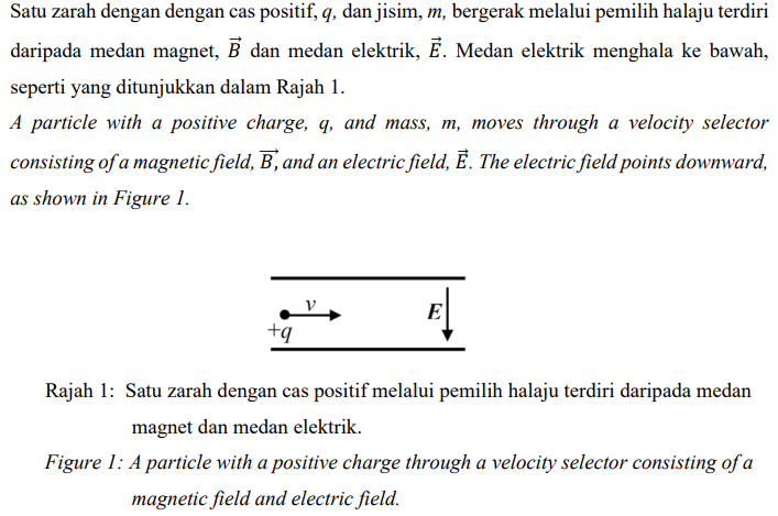 Solved Satu zarah dengan dengan cas positif, q, dan jisim, | Chegg.com