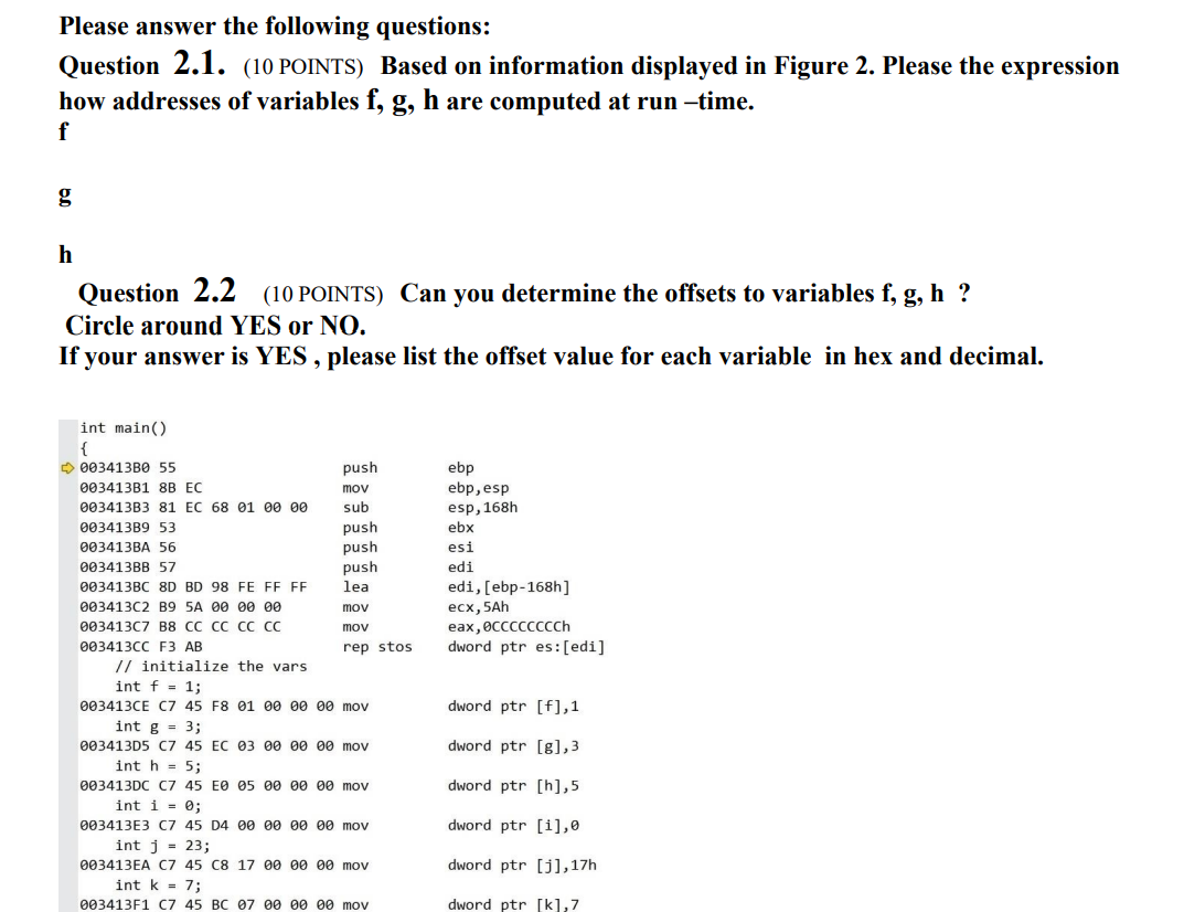 Solved Question 2. You are given the following C code and | Chegg.com