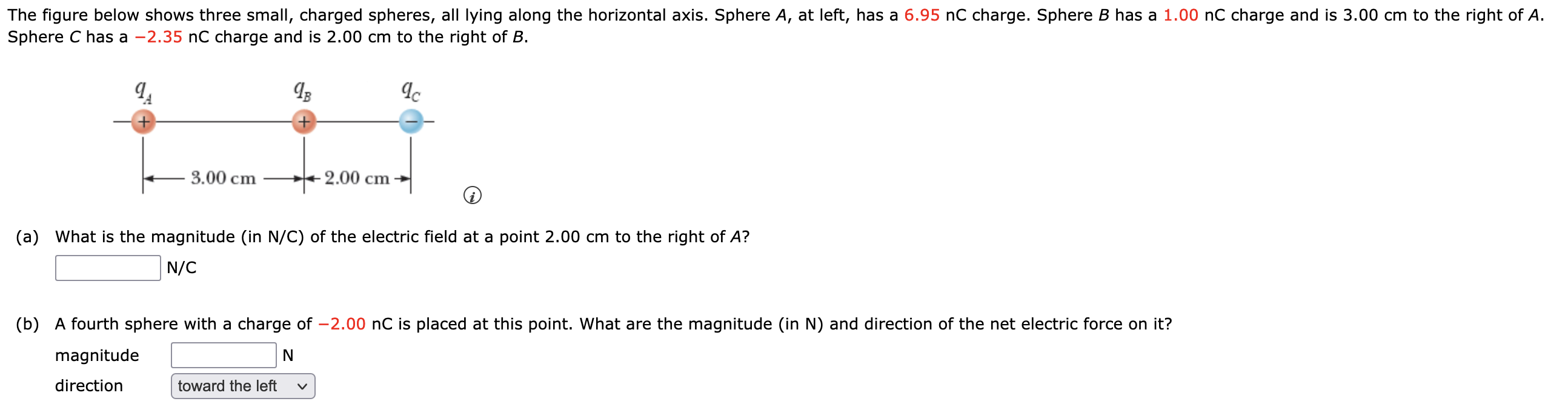 Solved The Figure Below Shows Three Small Charged Spheres 8158