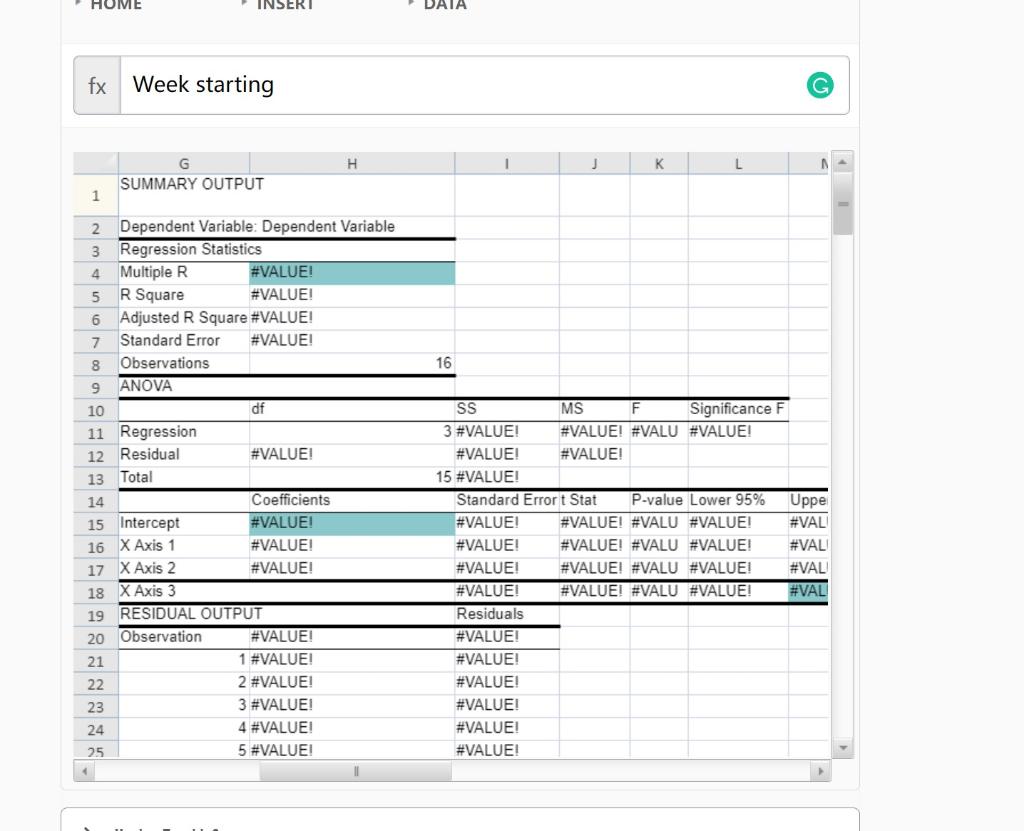 Solved The spreadsheet below contains data about the current | Chegg.com