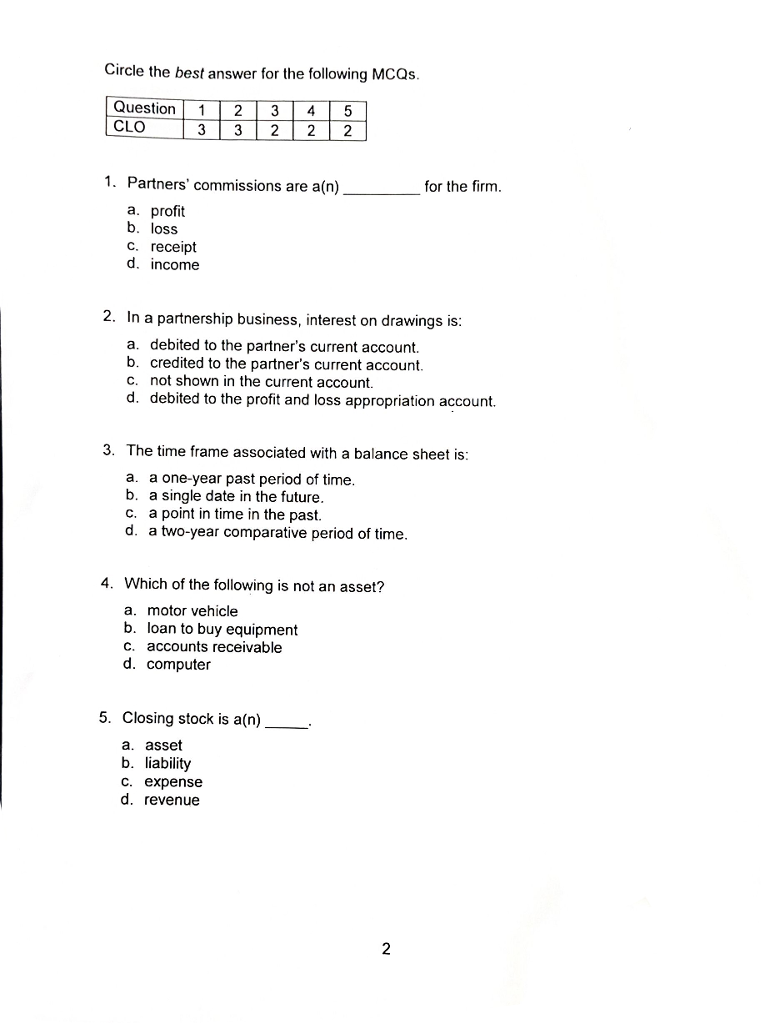 Solved Circle the best answer for the following MCQs | Chegg.com