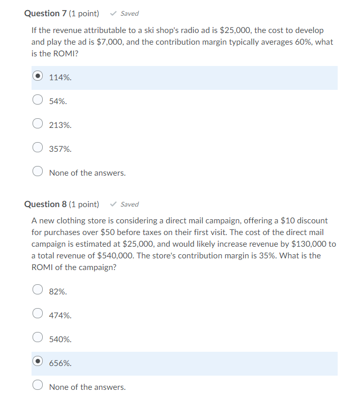 Solved Question 7 (1 point) Saved If the revenue | Chegg.com