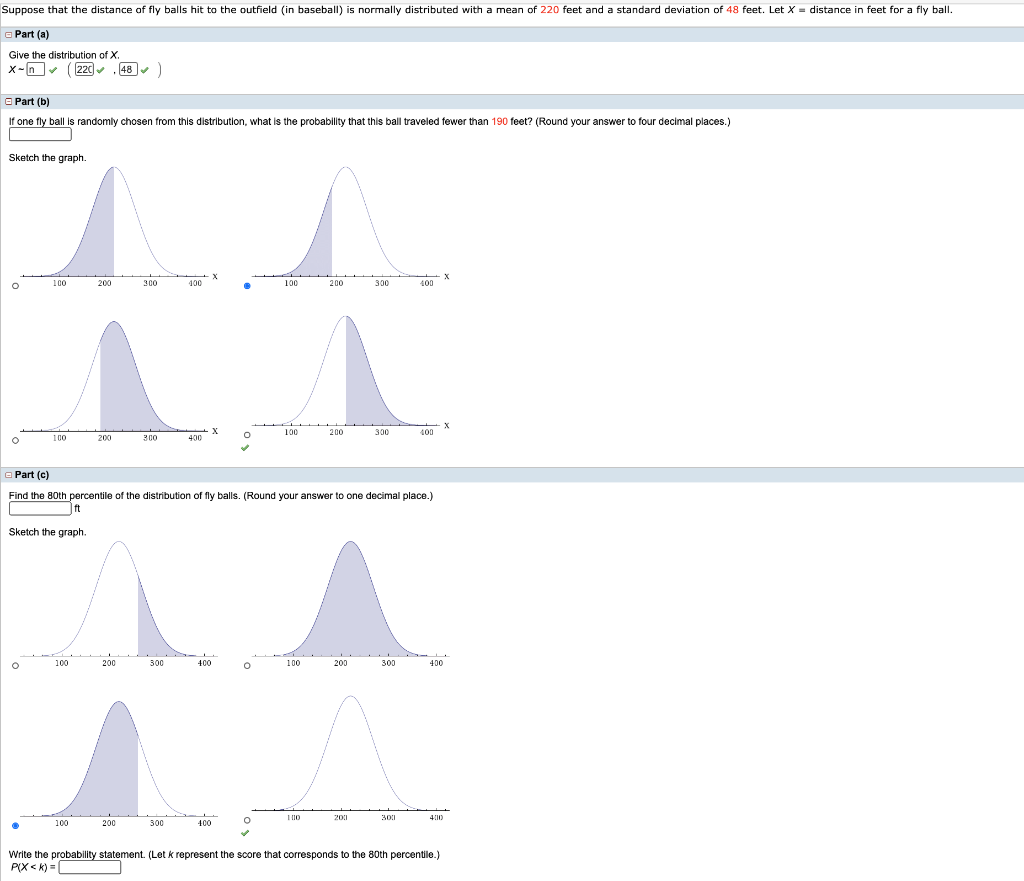 Solved Suppose that the distance of fly balls hit to the