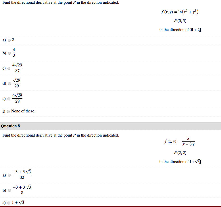 Solved Find The Directional Derivative At The Point P In