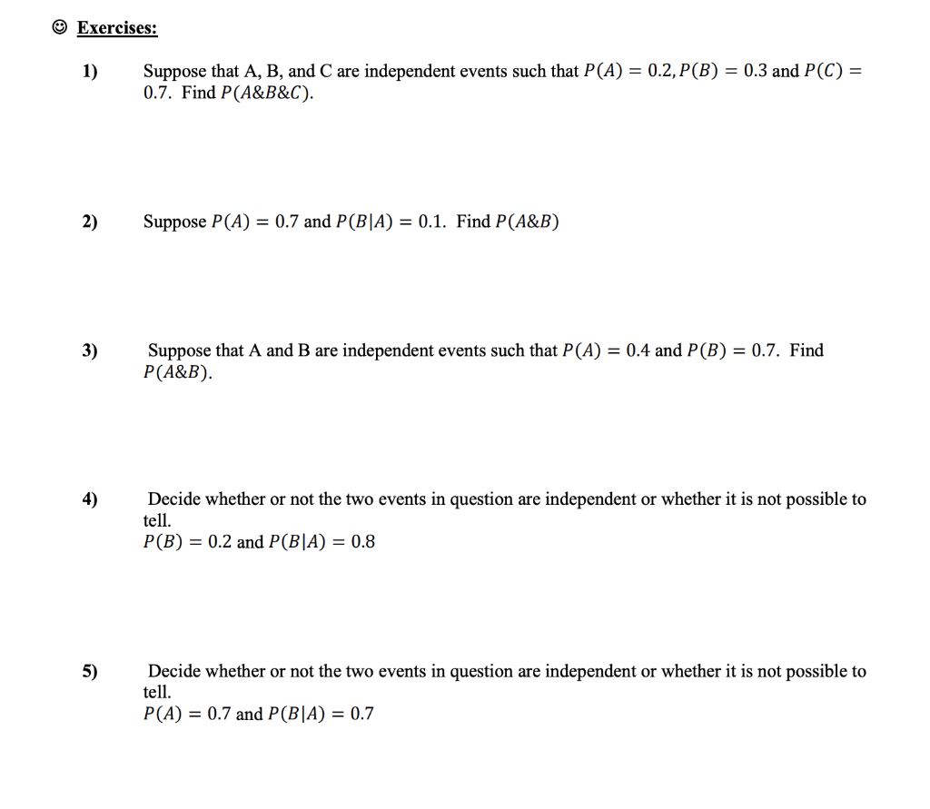 Solved Exercises: 1) Suppose That A, B, And C Are | Chegg.com