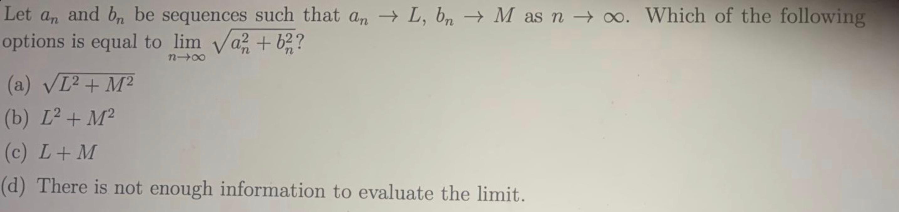 Solved Let An And Bn Be Sequences Such That An → L, Bn → M | Chegg.com