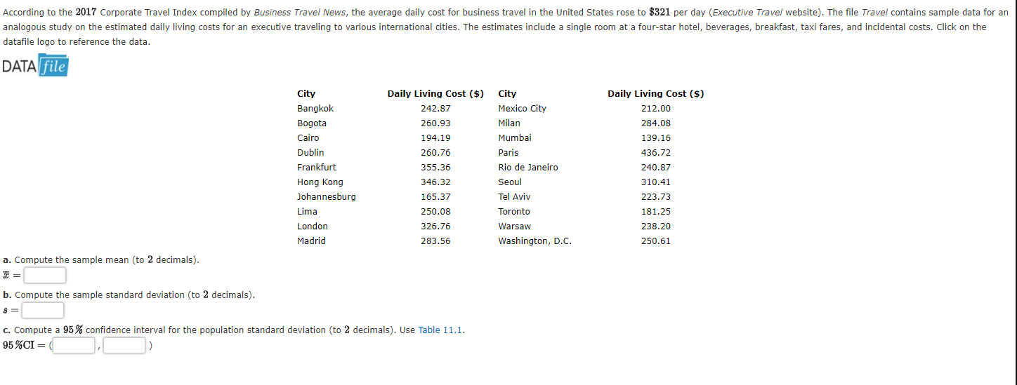 Solved According to the 2017 Corporate Travel Index compiled