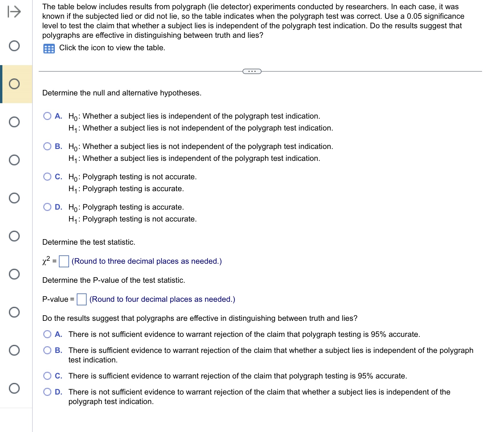 Solved The table below includes results from polygraph (lie Chegg com